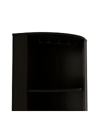 flynama Corner Bar Cabinet with 8 Bottle Cubbies, 2 Doors and 12 Wine Glass Rack