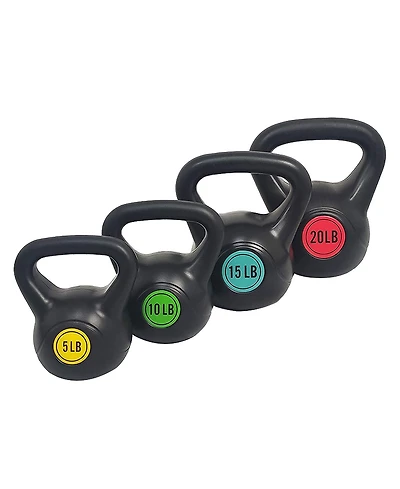 BalanceFrom Fitness Home Gym Vinyl Coated Solid Cast Iron Kettlebell Weight Set