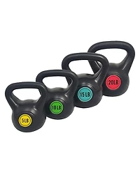 BalanceFrom Fitness Home Gym Vinyl Coated Solid Cast Iron Kettlebell Weight Set