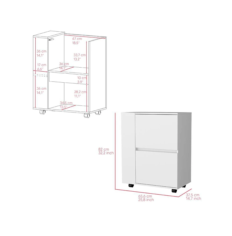 flynama Belleville Bar Cart for Living Room, Dual Cabinet Rolling Storage Serving Cart