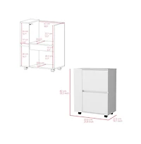 flynama Belleville Bar Cart for Living Room, Dual Cabinet Rolling Storage Serving Cart