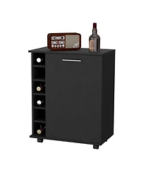 flynama Wenge 6-Bottle Rack Bar Cart with Concealed Storage