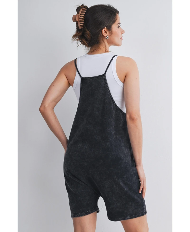 Hello Miz Maternity Washed Relaxed Fit Romper with Pockets