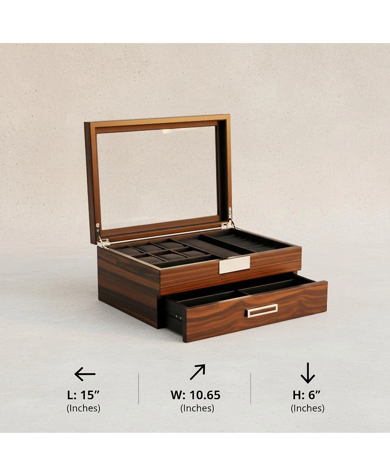 Yigii Executive Unisex Wood Valet Sunglasses Storage