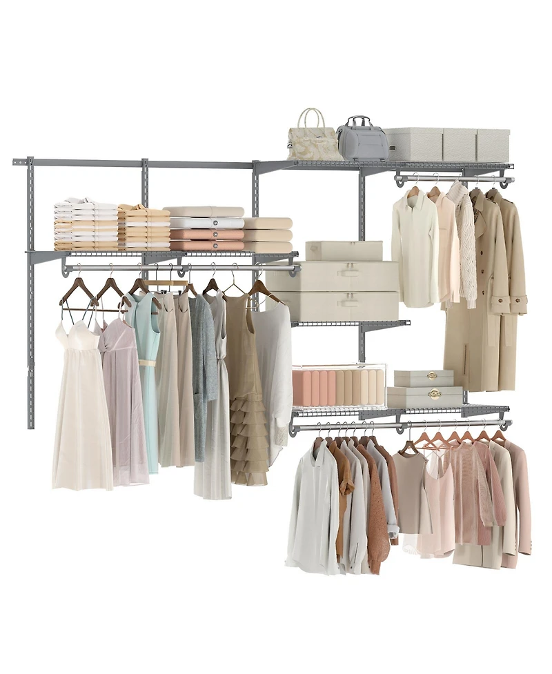 Gouun Closet with Dual Hanging Sections and Doors