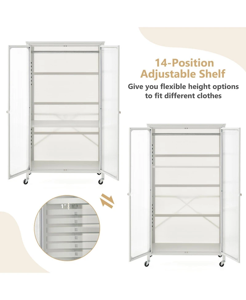 Gouun Closet with Dual Hanging Sections and Doors