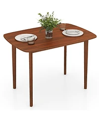 Gouun Rectangular Walnut Finish Kitchen Table for 2-4 with Triangular Bracing