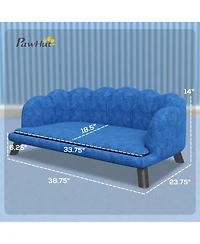 Aostirmotor Velvet Large Dog Couch Bed with Foam Cushion, Pearl Design, Soft Dog Sofa for Big and Medium Dogs, Dark Blue