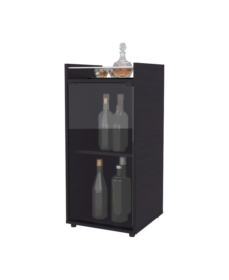 flynama Wenge Glass Door Bar Cabinet with Shelves
