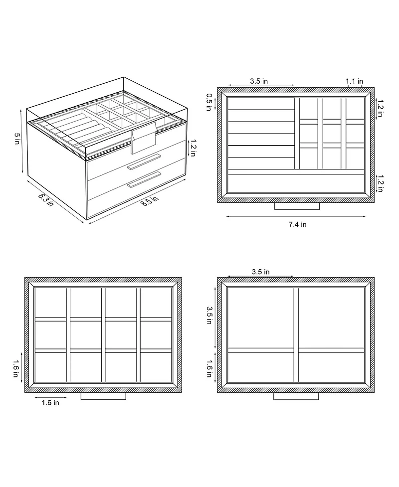 Yigii 3 Layer Acrylic Jewelry Organizer Clear Dustproof Storage Case with Drawers for Earrings Rings Necklaces