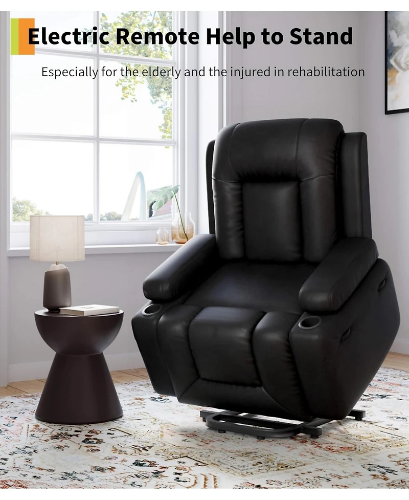 gaomon Oversized Power Lift Recliner Chair - Heat and Massage, Pu Leather Electric Lift Recliner for Elderly & Mobility Impaired, Adjust Back Legs