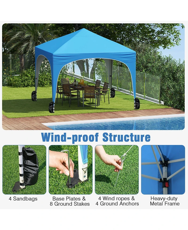 Slickblue Pop Up Canopy Tent with 4 Removable Sidewalls
