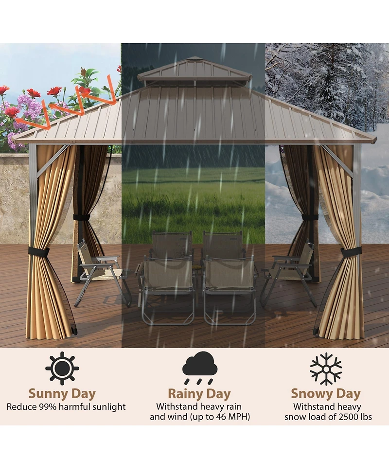 Slickblue Outdoor Hardtop Gazebo for Patio Lawn Garden Party Tent