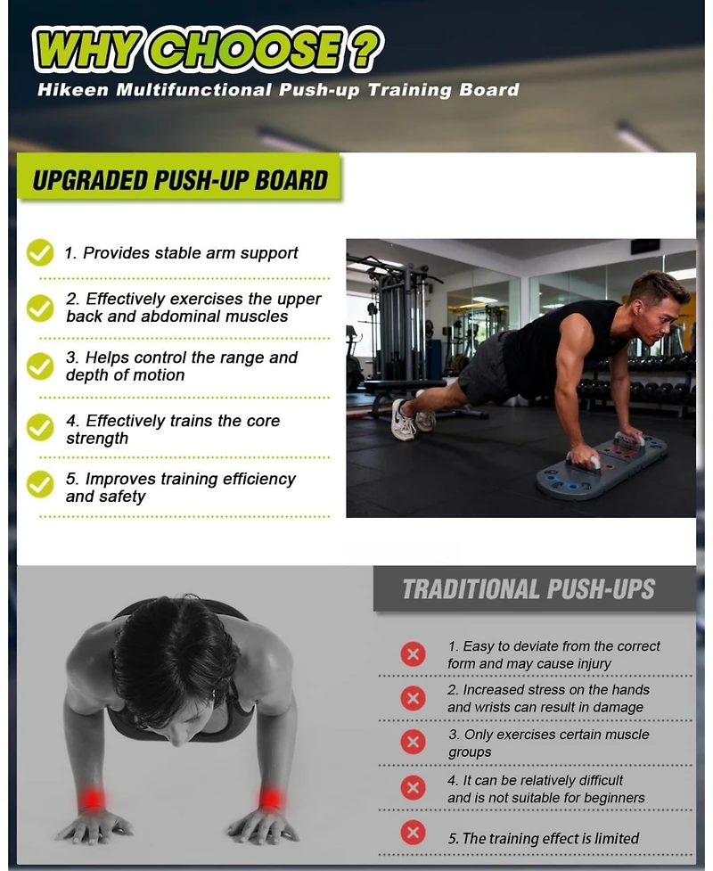 Hikeen Home Workout Equipment to Help Achieve Fitness Goals, 27-in-1 Portable Gym Exercise Equipment with Compact Push-Up Board, Resistance Bands