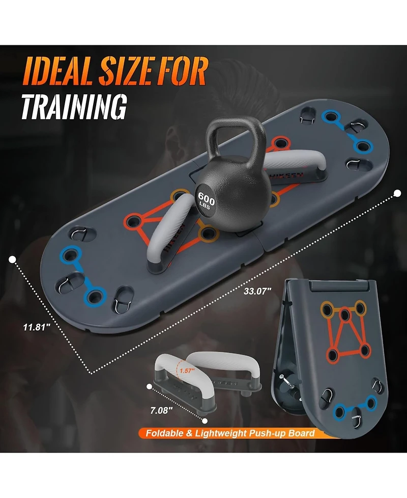 Hikeen Push Up Board - Portable Push Up Bar for Home and Travel, Multi-Functional Fitness Workout Equipment | Ideal Home Gym Equipment