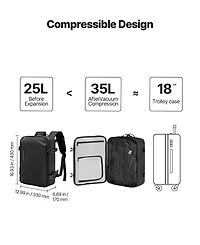 Mecale 35L Vacuum Seal Compression Travel Backpack with Air Pump, Water-Resistant Carry-On Luggage, Personal Item Bag