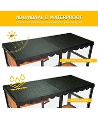 Aostirmotor Wooden Cat Enclosure, Large 4-Tier Catio for Multiple Cats, Indoor-Outdoor Cat House with Ramp