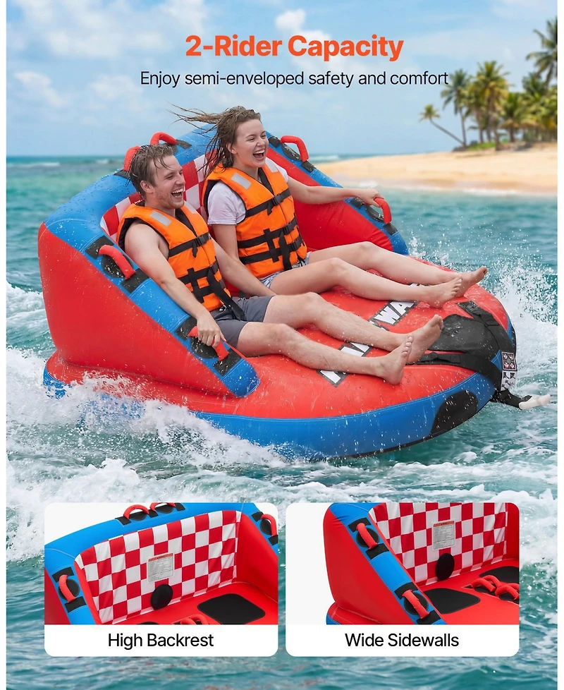 Mecale 2-Rider Towable Tube for Boating 340 lbs Dual Tow Points