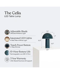 Brightech Celia Portable Led Table Lamp with Dome Mushroom Shade