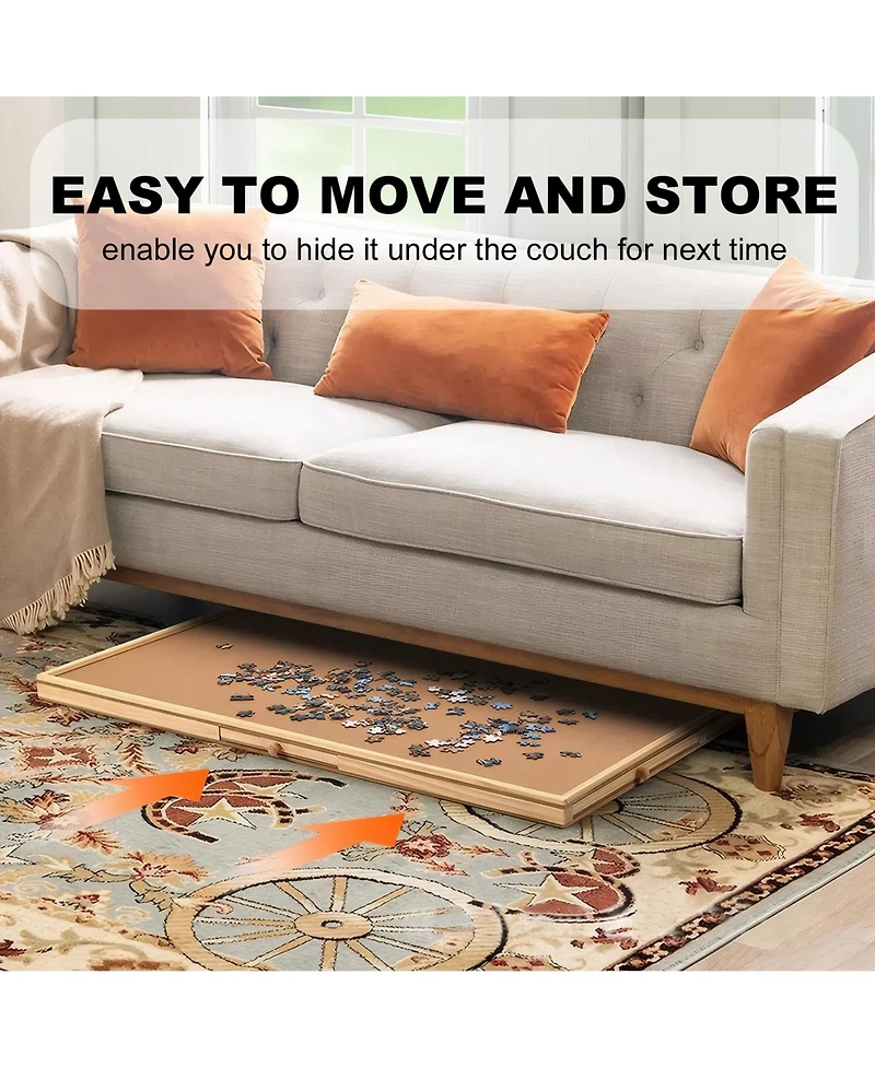 Rainsken 27" H Tall 1500 Piece Puzzle Table, Large Wood Jigsaw Puzzle Board with Legs and 5 Drawers, Folding Puzzle Board Game Table for Adults