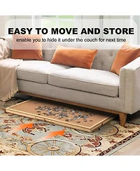 Rainsken 27" H Tall 1500 Piece Puzzle Table, Large Wood Jigsaw Puzzle Board with Legs and 5 Drawers, Folding Puzzle Board Game Table for Adults