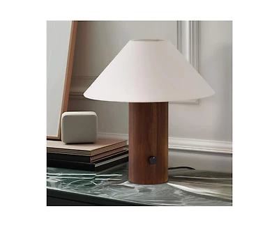 Brightech Oakley Modern Wood Led Desk Lamp with Rotary Knob