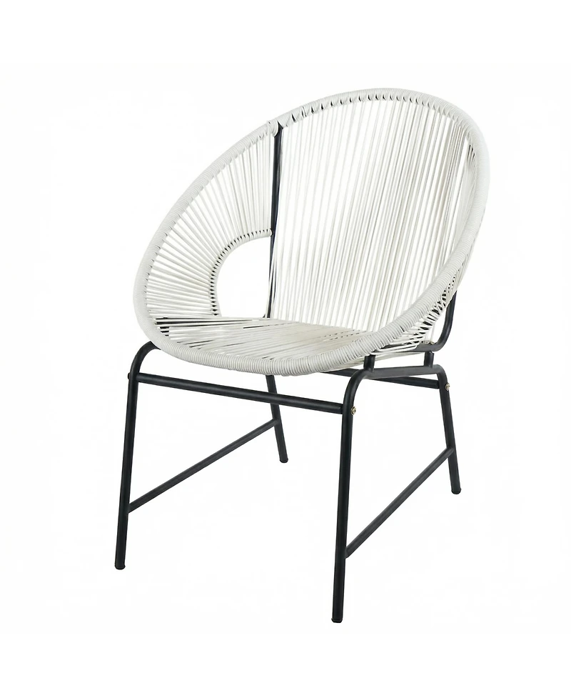 Rainsken Outdoor Patio Wicker Chair Set of 2, Oval Silhouette Pe Rattan Lounge Chair with Sturdy Iron Frame for Porches, Poolside Seating