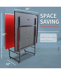 Rainsken Foldable Portable 8FT Table Tennis Table, All-Inclusive Family Ping Pong Set with Net, Dual Rackets and 3 Balls for Home Entertainment