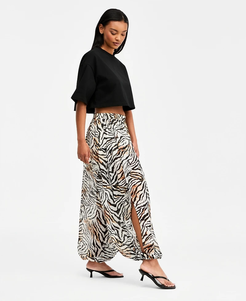 Bar Iii Women's Printed Pull-On Sheer Balloon Pants, Macy's Exclusive