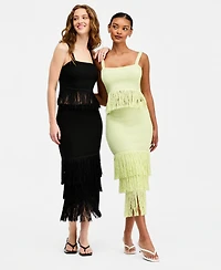 Bar Iii Women's Square-Neck Fringe-Trim Tank Top, Macy's Exclusive