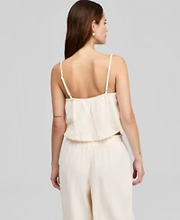 And Now This Women's Cotton Crochet-Trim Bubble-Hem Top, Macy's Exclusive
