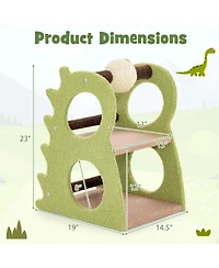 Cozito Cat Tree 2-Tier Dinosaur Theme with Sisal Scratch Ball