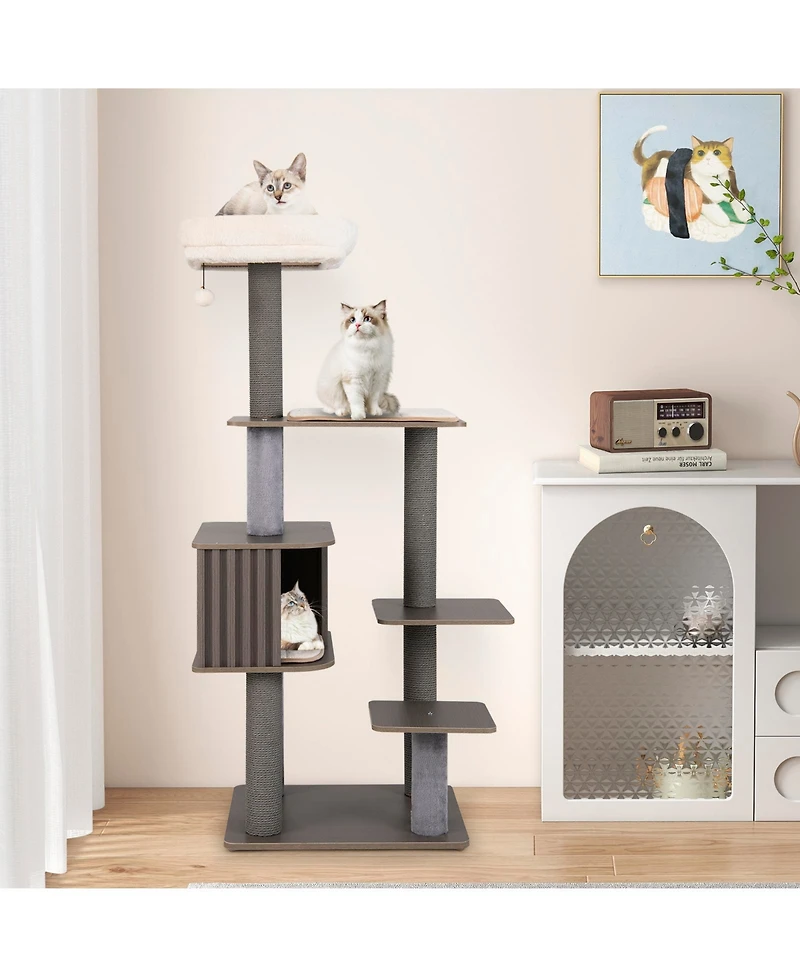 Cozito Cat Tree 59 in Multi-Level with Cushion Top Perch