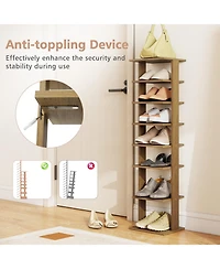 Sugift 7-Tiers Vertical Wooden Space Saving Shoe Rack for Front Door