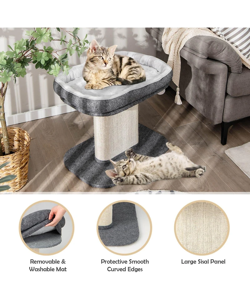 Cozito Cat Tower Modern with Large Plush Perch and Sisal Plate