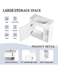Sillysis Inch Wall Mounted Bathroom Vanity with Ceramic Sink, Modern Plywood Cabinet, Soft Close Door