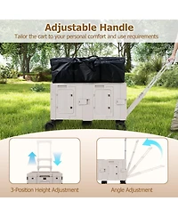 Sugift Large Foldable Utility Cart with 2-Tier Storage Crates and Telescoping Handle