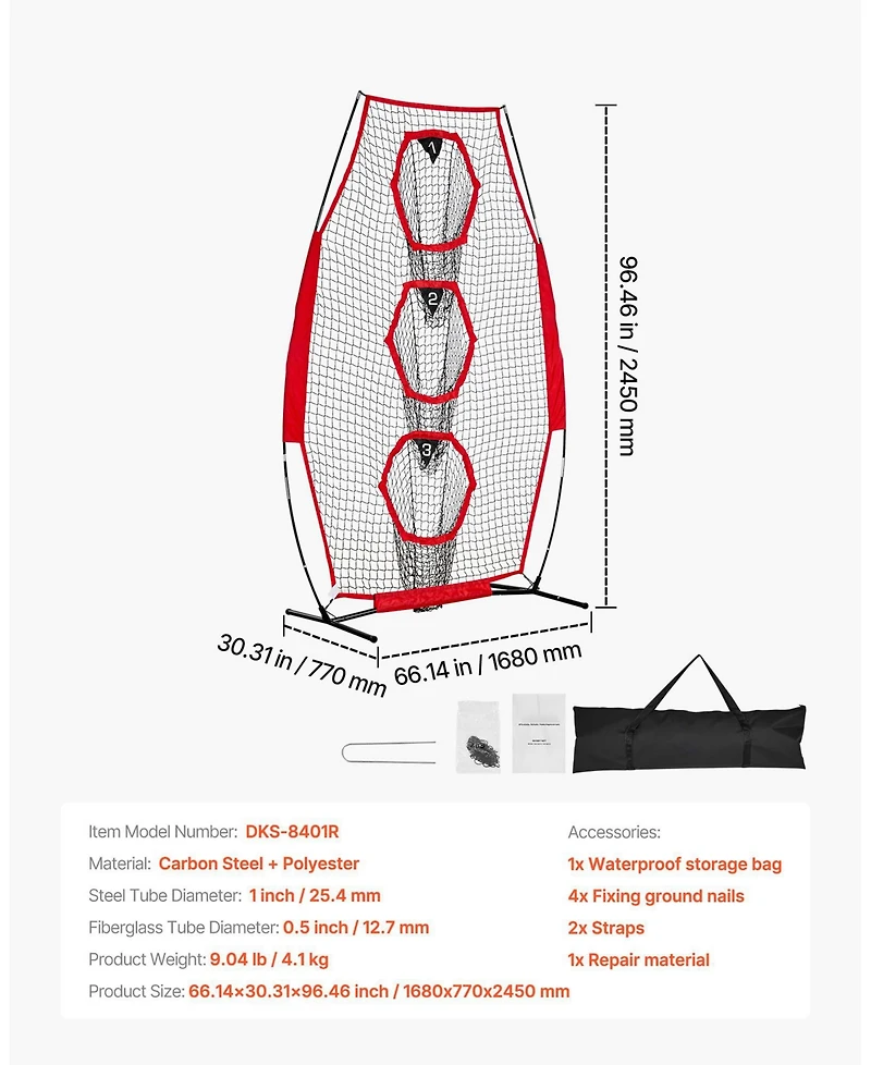 Mecale 8 x 4 Football Throwing Net with 5 Target Pockets