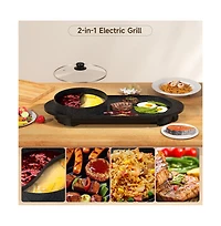 Artudatech Portable 2-in-1 Electric Hot Pot and Bbq Grill - Non-Stick Teppanyaki Pan
