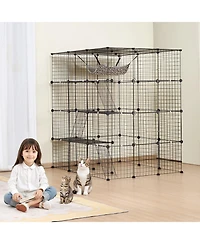 Cozito Cat Cage 4-Tier 41x41x55 in Metal Wire with Hammock