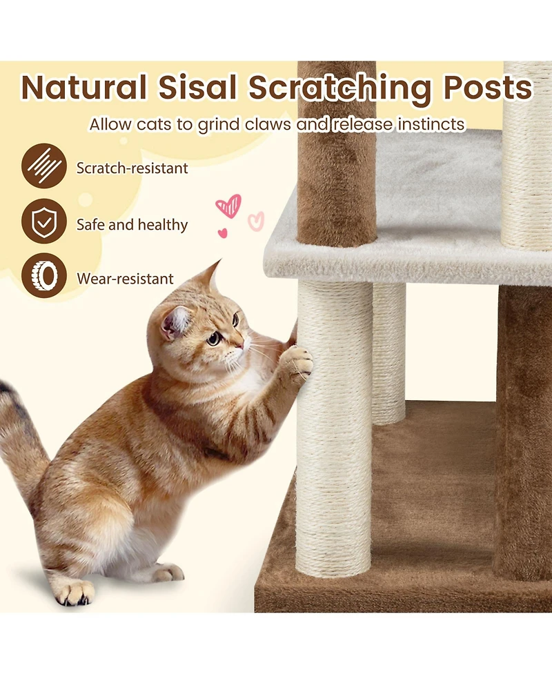 Cozito Cat Tree 28 inch 2-in-1 Pet Steps with Sisal Posts and Platforms