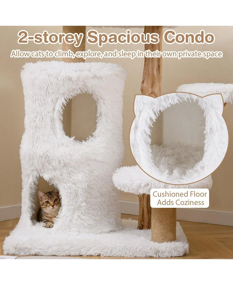 Cozito Cat Tree 30.5 in Modern with Real Wood Branches and Condo