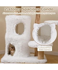 Cozito Cat Tree 30.5 in Modern with Real Wood Branches and Condo