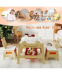 Sugift 5-in-1 Toddler Table and 2 Chairs Cute Art Desk Set with Reversible Chalkboard