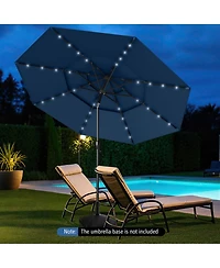 Gouun 10 ft Solar Patio Umbrella with 32 Led Lights and Three-Tier Vented Canopy