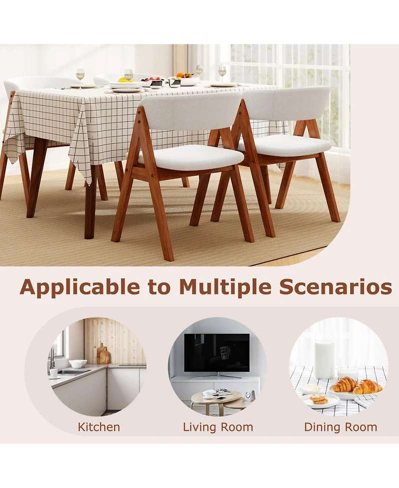 Sugift Wooden Dining Chair Set of 2 Mid-Century Modern Sherpa Upholstered Kitchen Dining Room Chairs