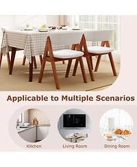 Sugift Wooden Dining Chair Set of 2 Mid-Century Modern Sherpa Upholstered Kitchen Dining Room Chairs