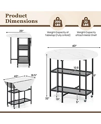 Sugift Folding Round Dining Table with Lockable Wheels