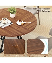 Sugift 47" Round Dining Table for 4 with Storage Shelf