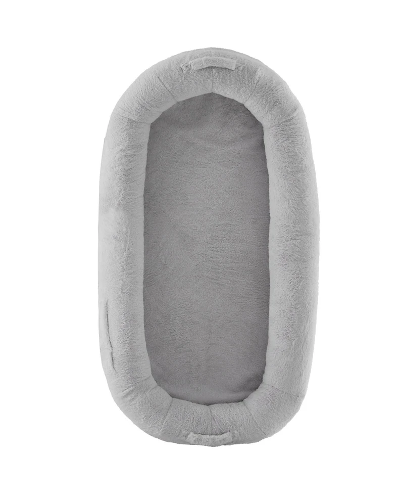 Cozito Human Dog Bed 67.7x35x9.8 in Oval Faux Rabbit Fur Cover